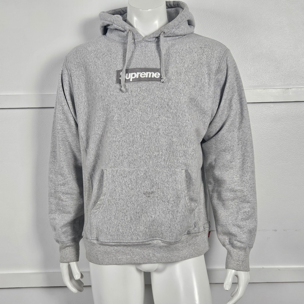 Supreme Box Logo Hoodie Heather Grey 2024 Embroidered Mens XL